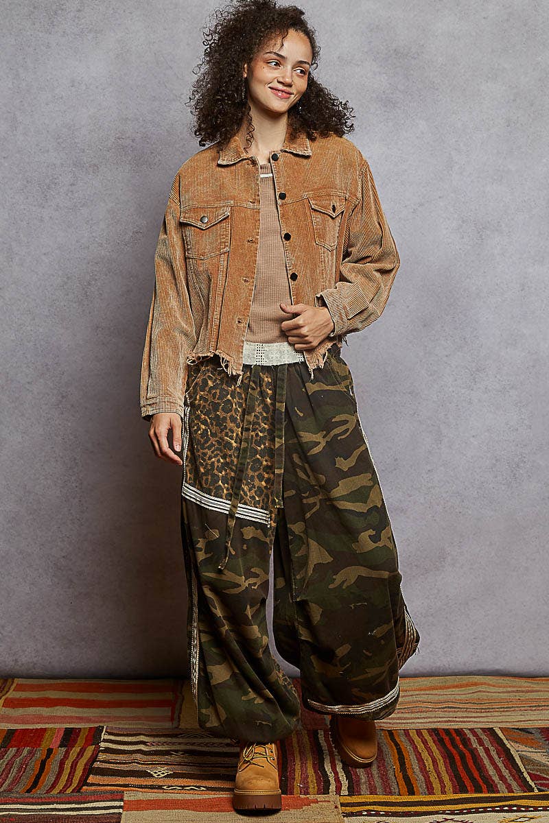 Distressed Hem Corduroy Jacket