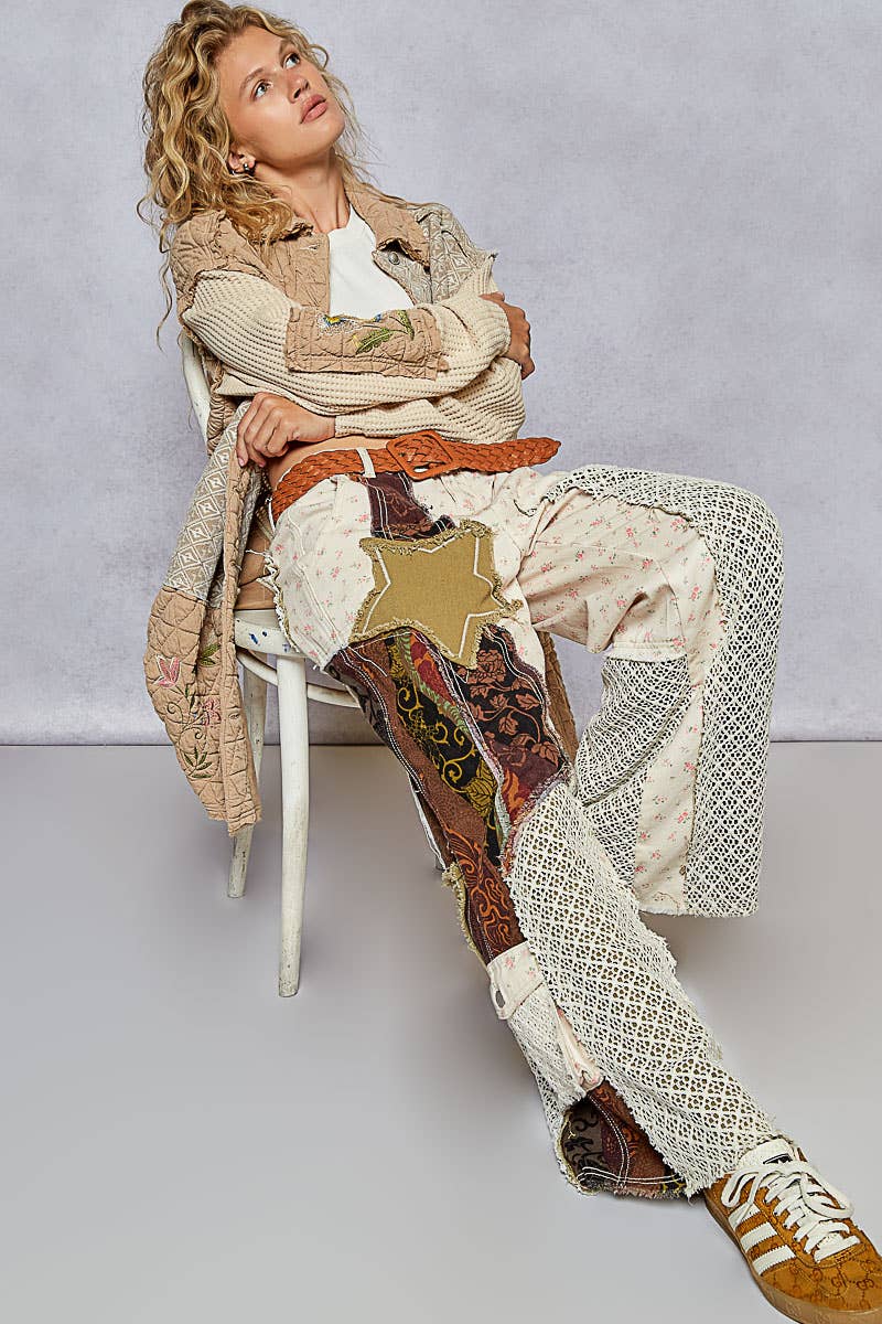 Embroidery patch quilted jacket