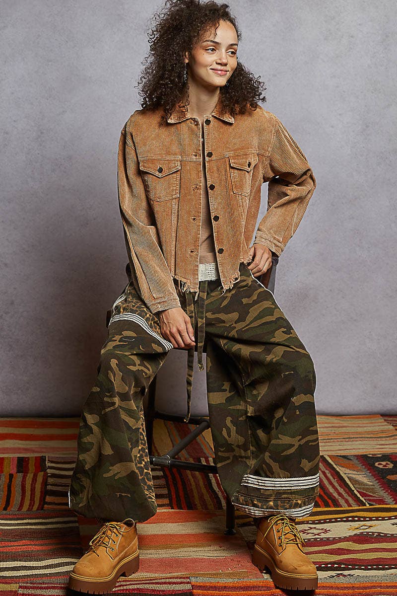 Distressed Hem Corduroy Jacket