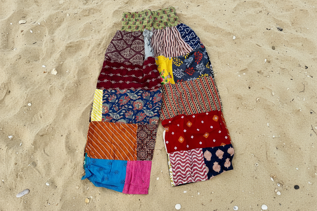 High waist elastic multi patch pants