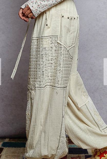 Cream patch pants side