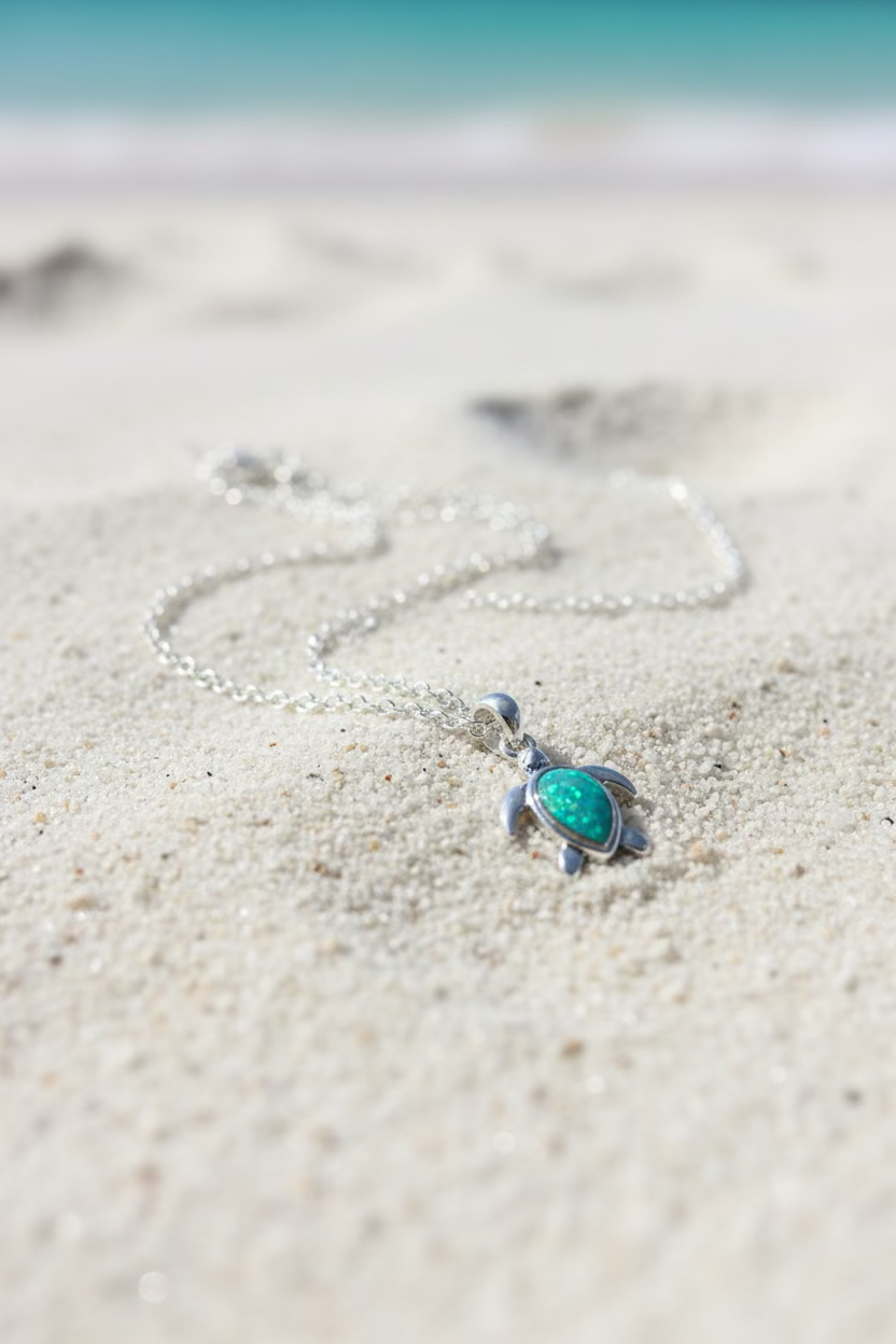 Turtle shaped pendant with glitter coating