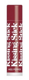 Lip balm stick with 'Kissing Stick' branding on a white background Miss Pepper flavor