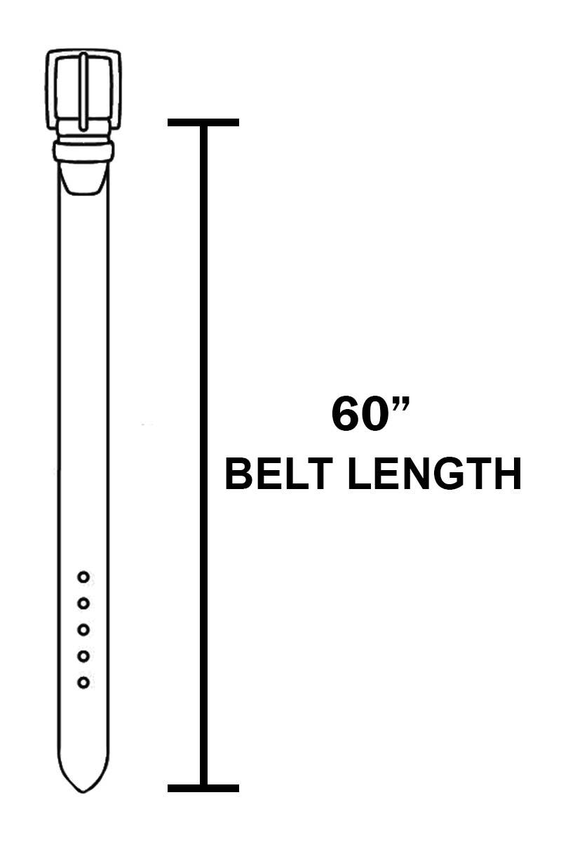 Measurement chart showing a belt with a length of 60 inches.