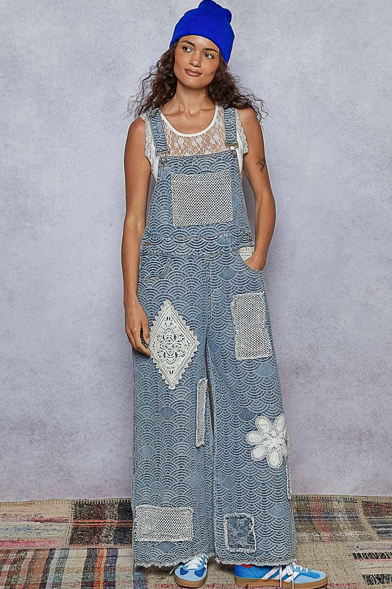Denim Patch Overalls