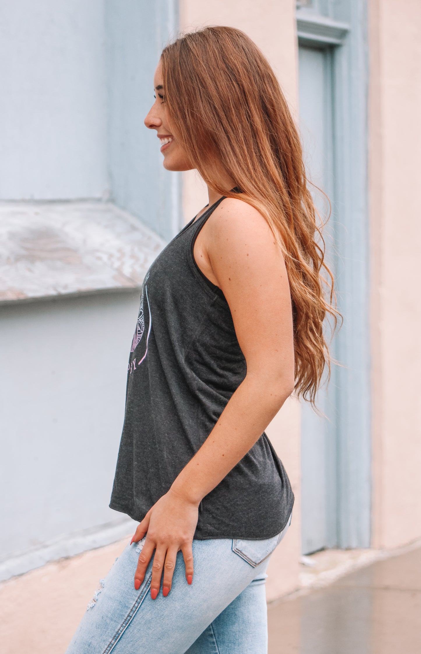 charcoal tank top with Beach Gypsy logo