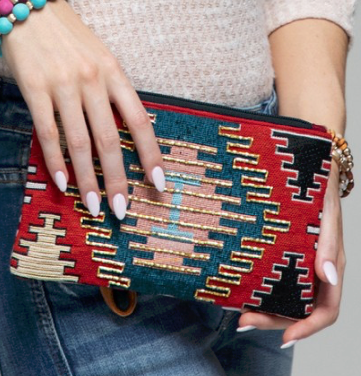 Handmade Patterned Wristlet Clutch