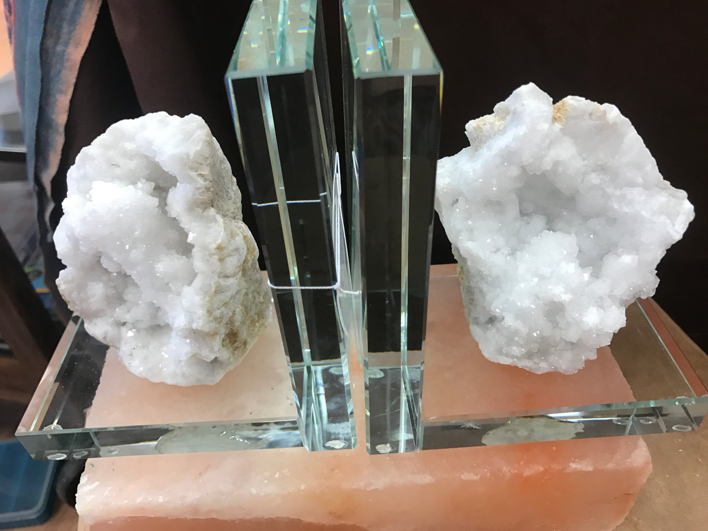 Agate Lucite Book Ends