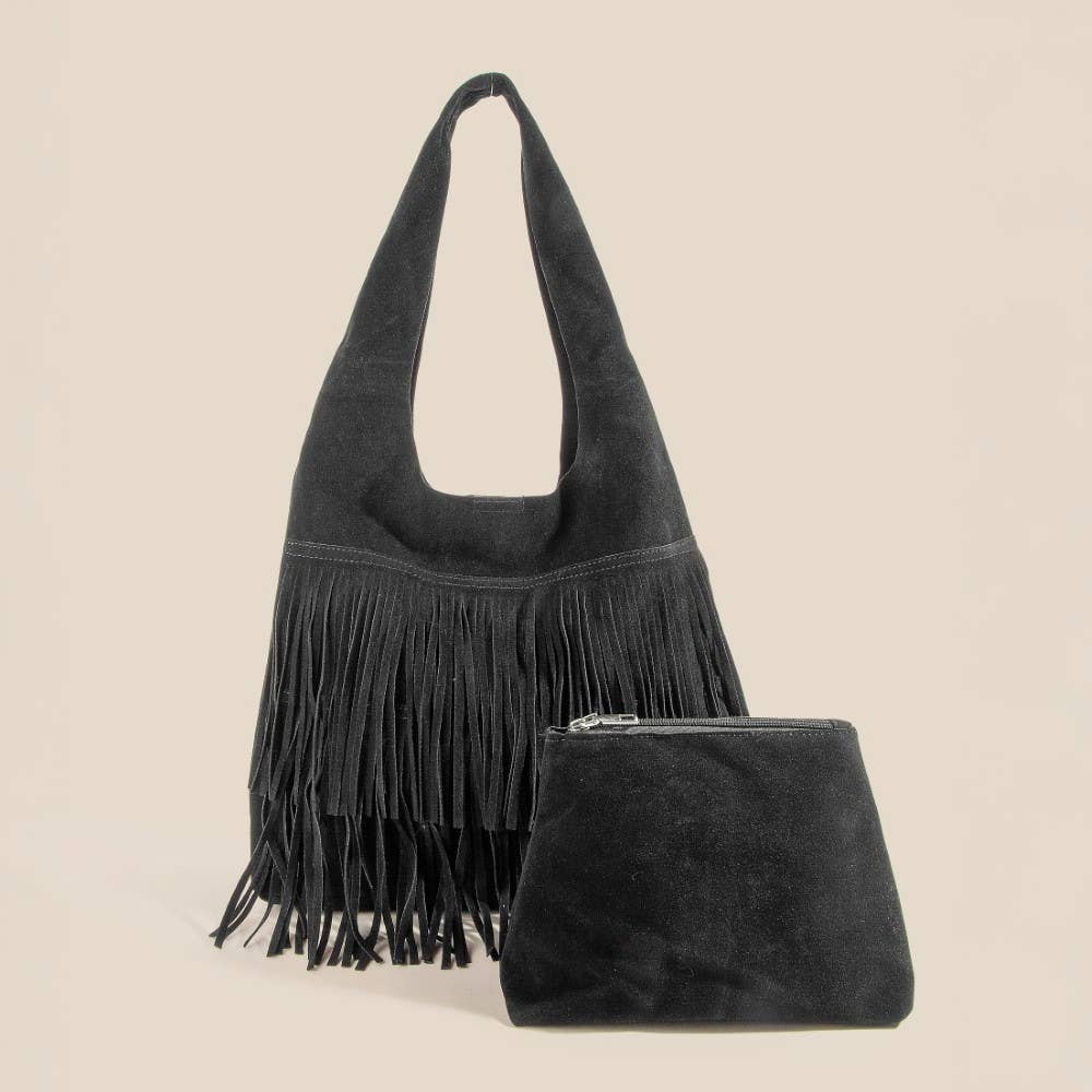 Layered Fringe Hobo Bag
