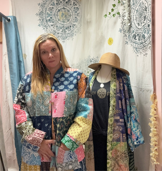 Long patchwork quilted jacket