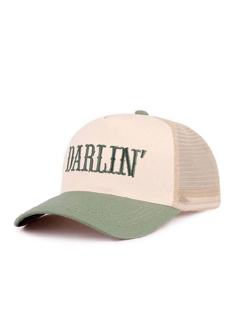 Trucker hat with 'On My Worst Behavior' text on a white background
