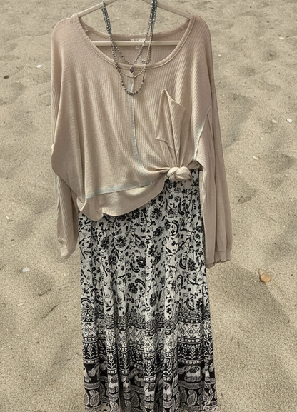 Black and white elephant print skirt
