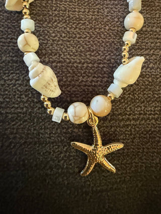 16-Inch Gold-Tone Starfish Charm Necklace - Beach Gypsy