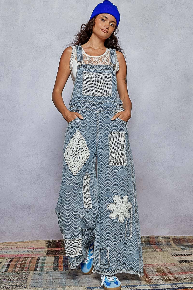 Denim Patch Overalls