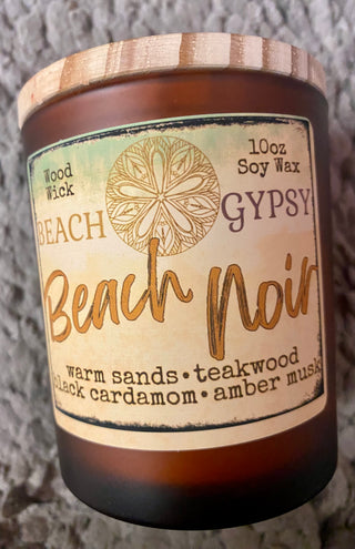 Glass Candles with wood wicks Beach Noir