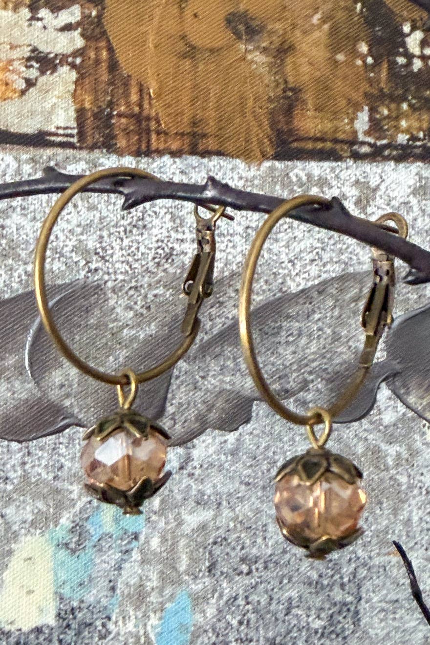 Yvonne Champagne Crystal Hoop Earrings