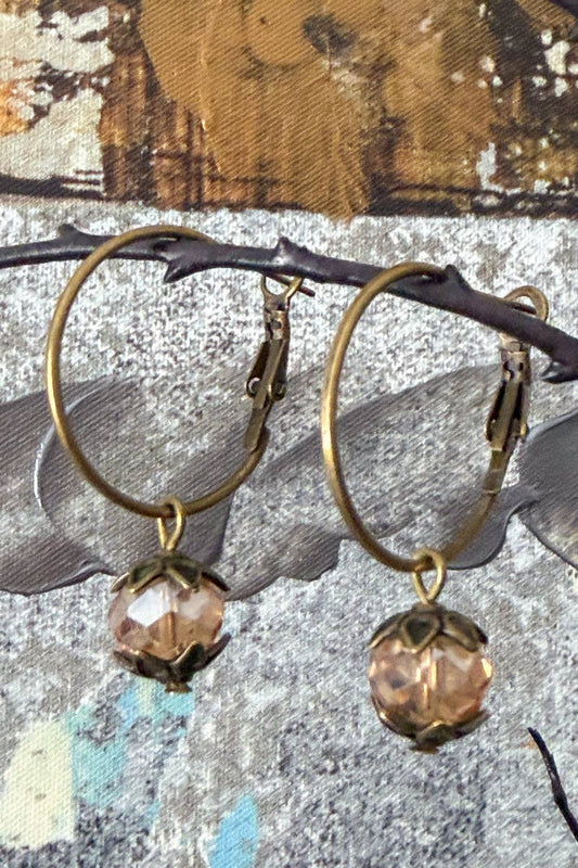 Yvonne Champagne Crystal Hoop Earrings