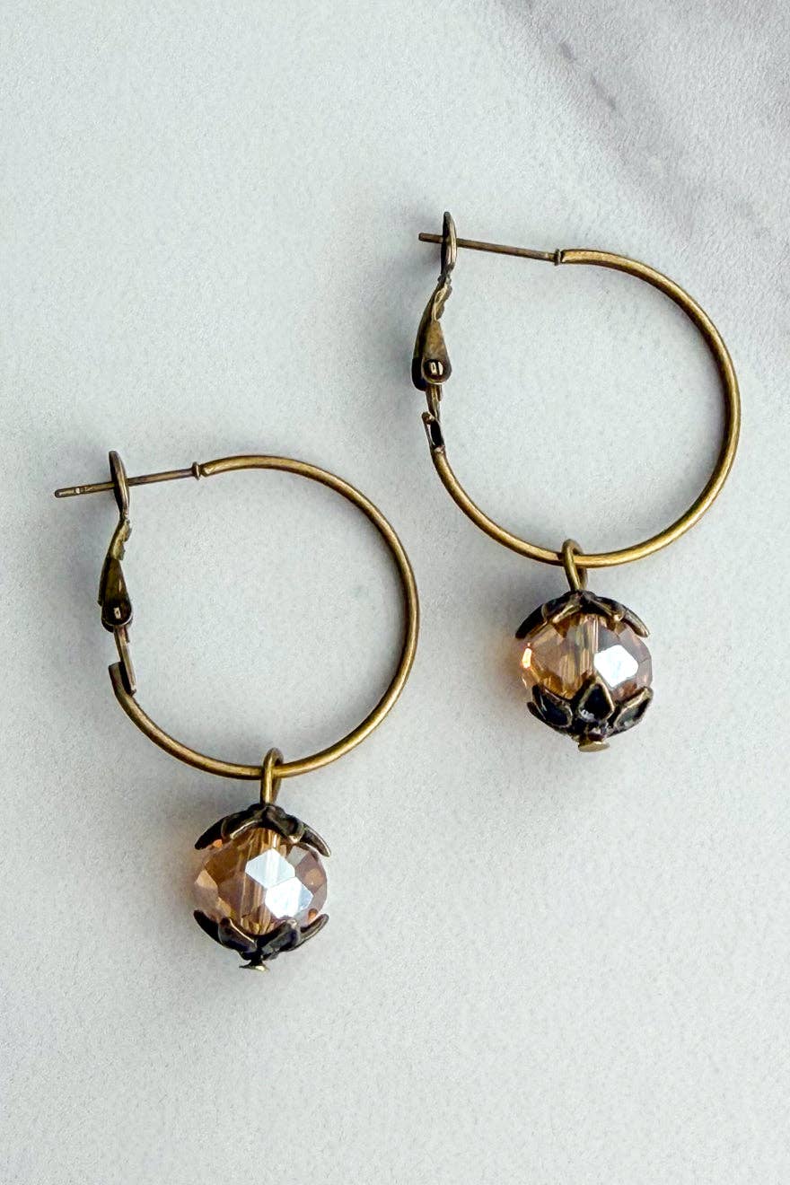 Yvonne Champagne Crystal Hoop Earrings