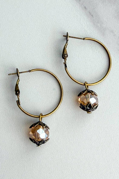 Yvonne Champagne Crystal Hoop Earrings