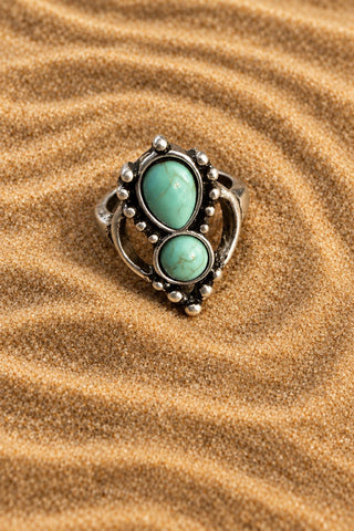 2 Stone Adjustable Stainless Steel Ring - Beach Gypsy