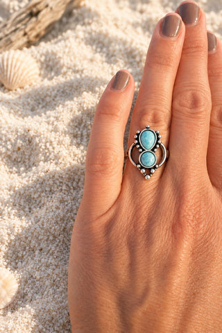 2 Stone Adjustable Stainless Steel Ring - Beach Gypsy