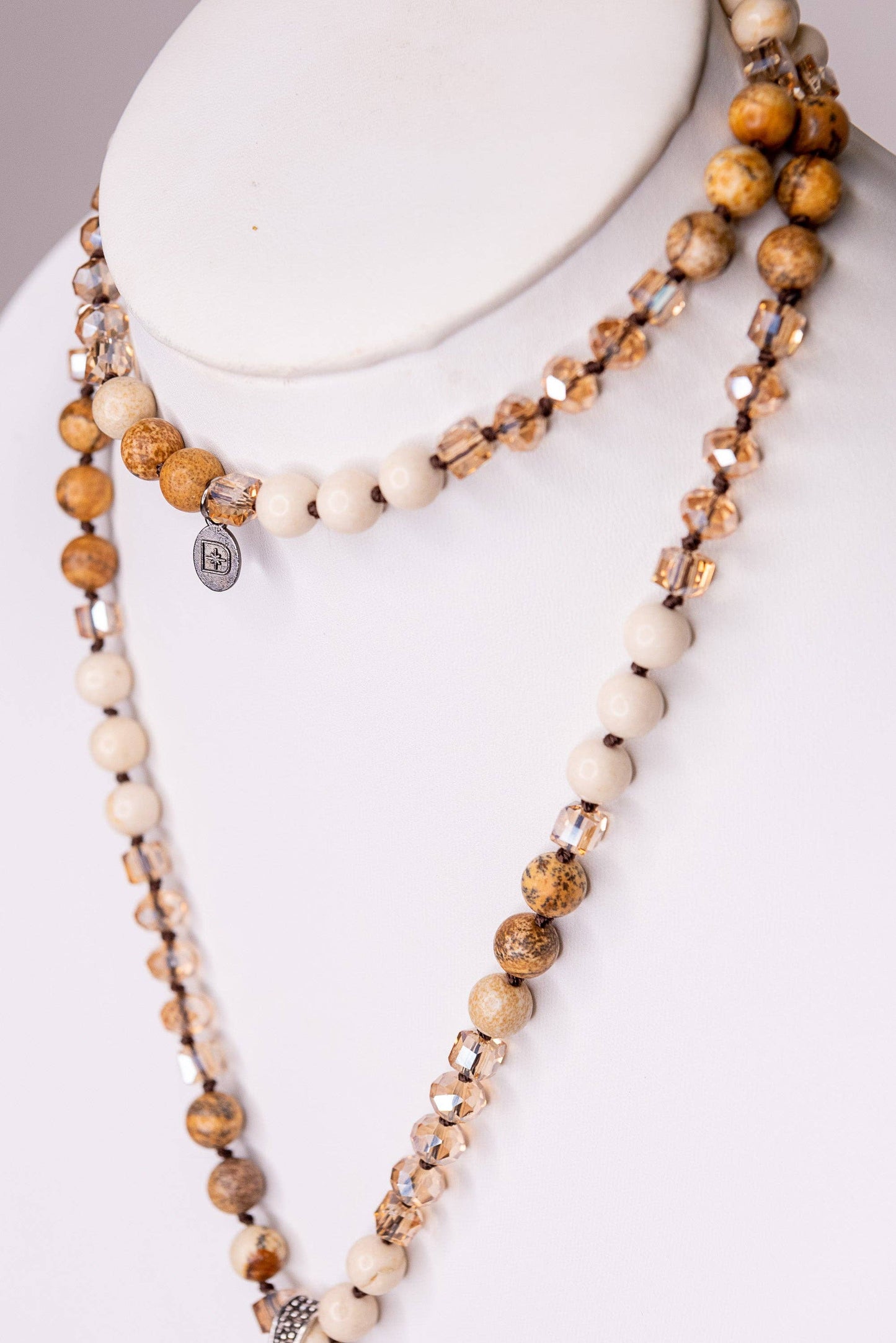 Brown & White Beaded Necklace