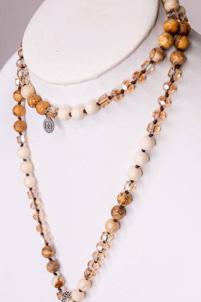 Brown & White Beaded Necklace