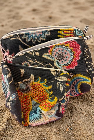3-Pack Quilted Cosmetic Pouches - Beach Gypsy