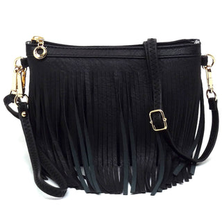 black fringe crossbody bag