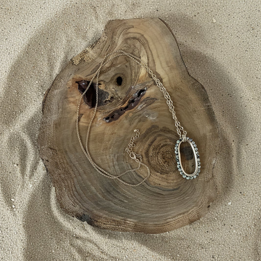 Dalmatian Bead Oval Pendant Necklace