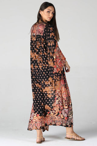 Bleach Tie-Dye Printed Duster Kimono