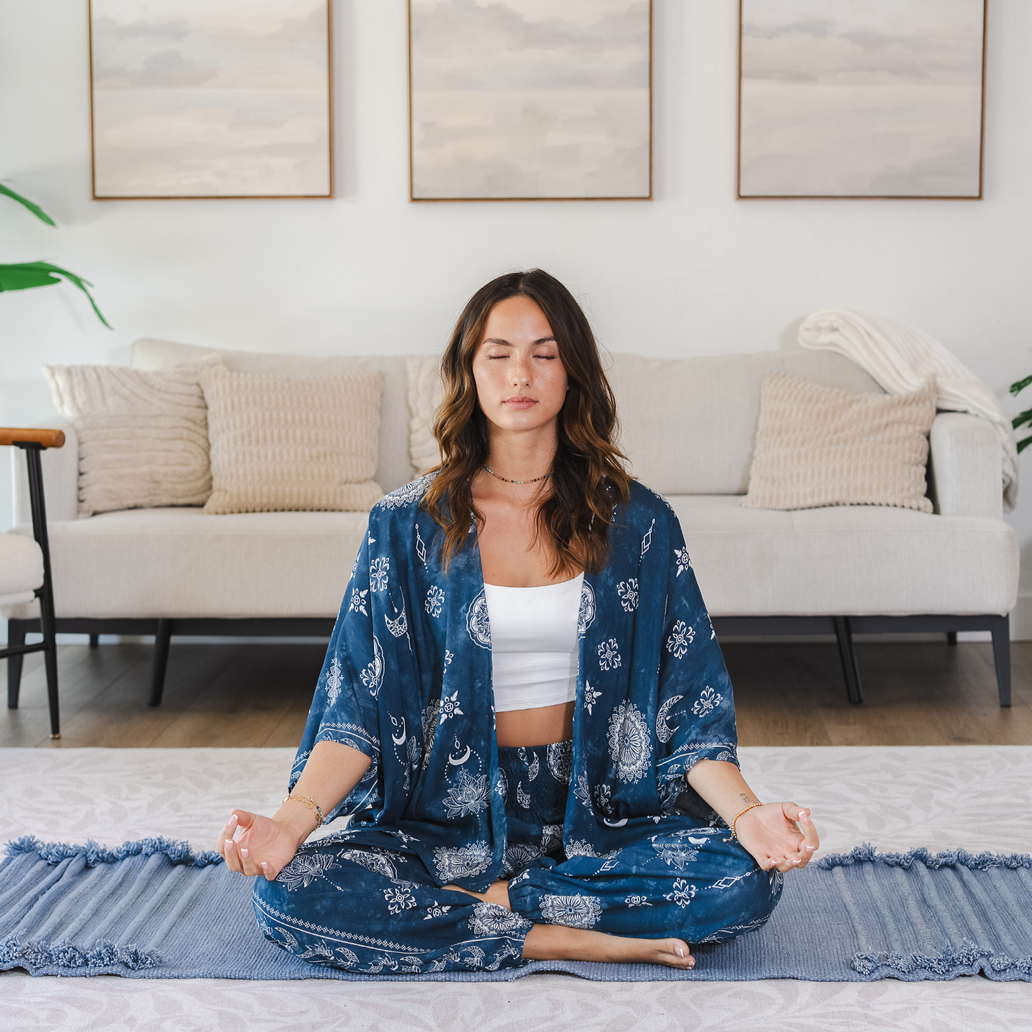 Nova Blue Lotus Moon Harem Pants
