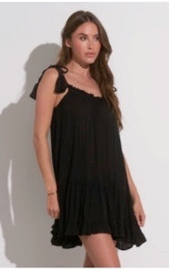Abbie Ruffle Black Dress