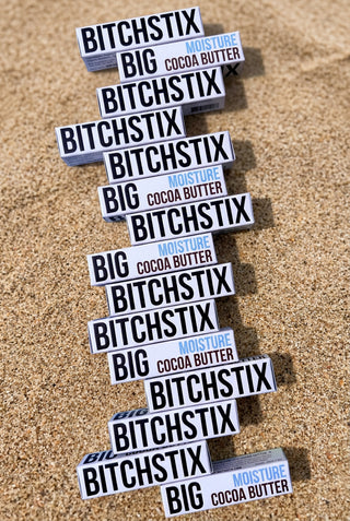 Stack of Bitchstix cocoa butter bars 