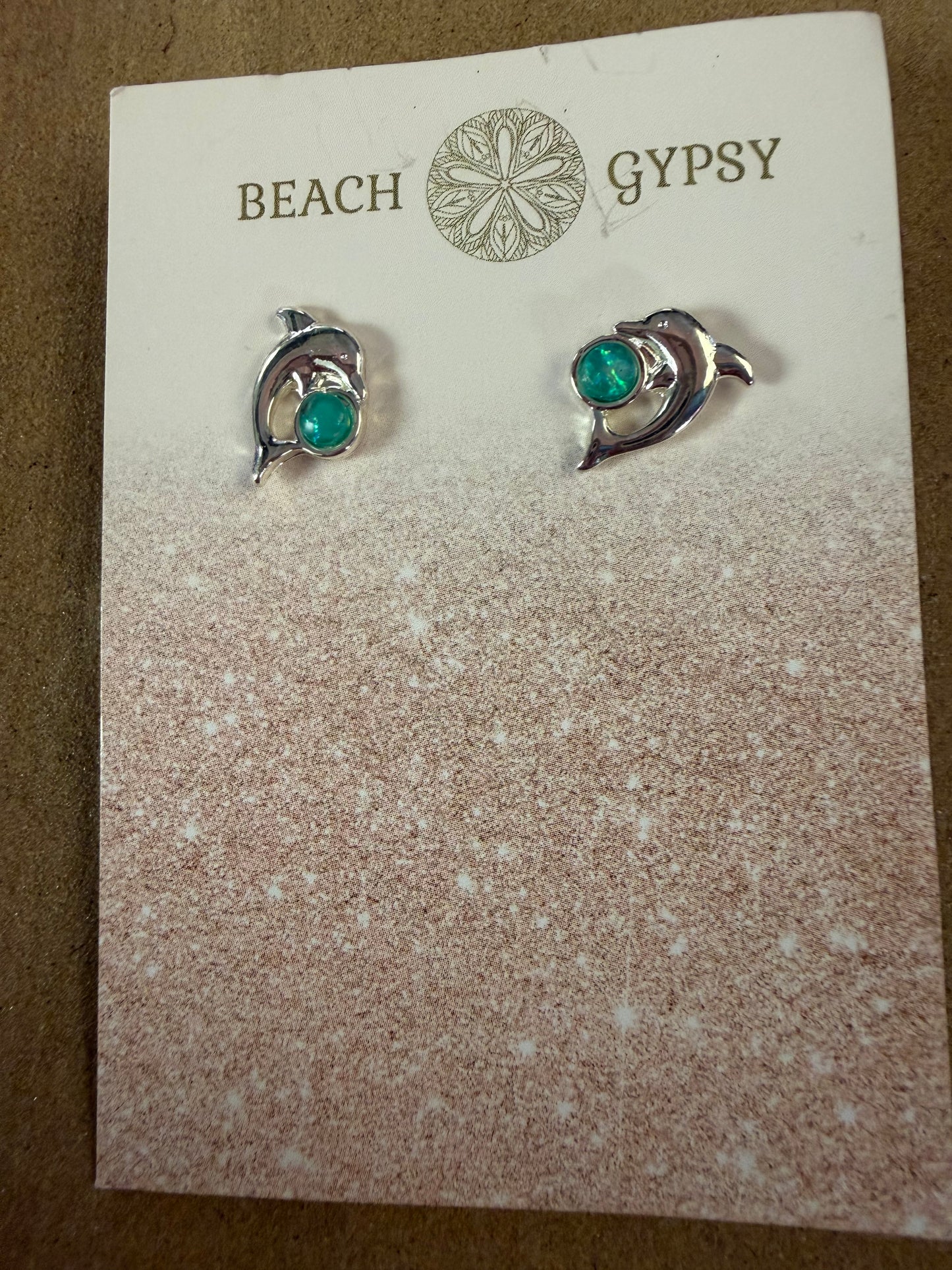 Dolphin Glitter Ball Stud Earrings