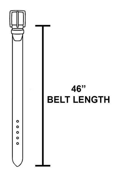 Diagram of a belt with a measurement label indicating 46-inch length.