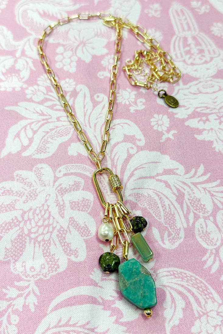 Karla Long Chain Link Necklace with Pendant