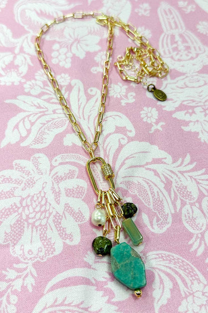 Karla Long Chain Link Necklace with Pendant
