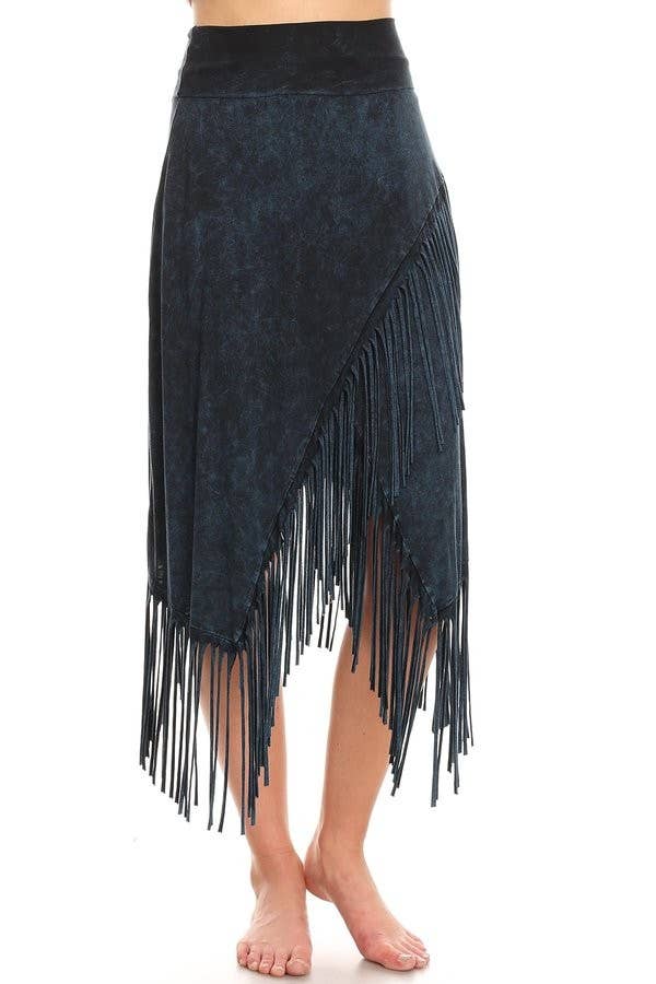 Black fringe skirt on a white background