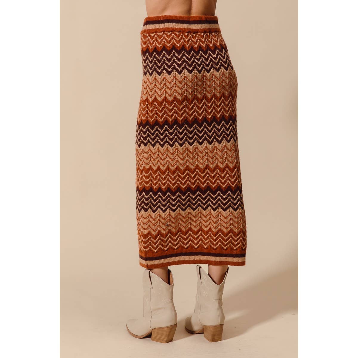 MULTI COLOR CHEVRON KNIT SWEATER MAXI SKIRT