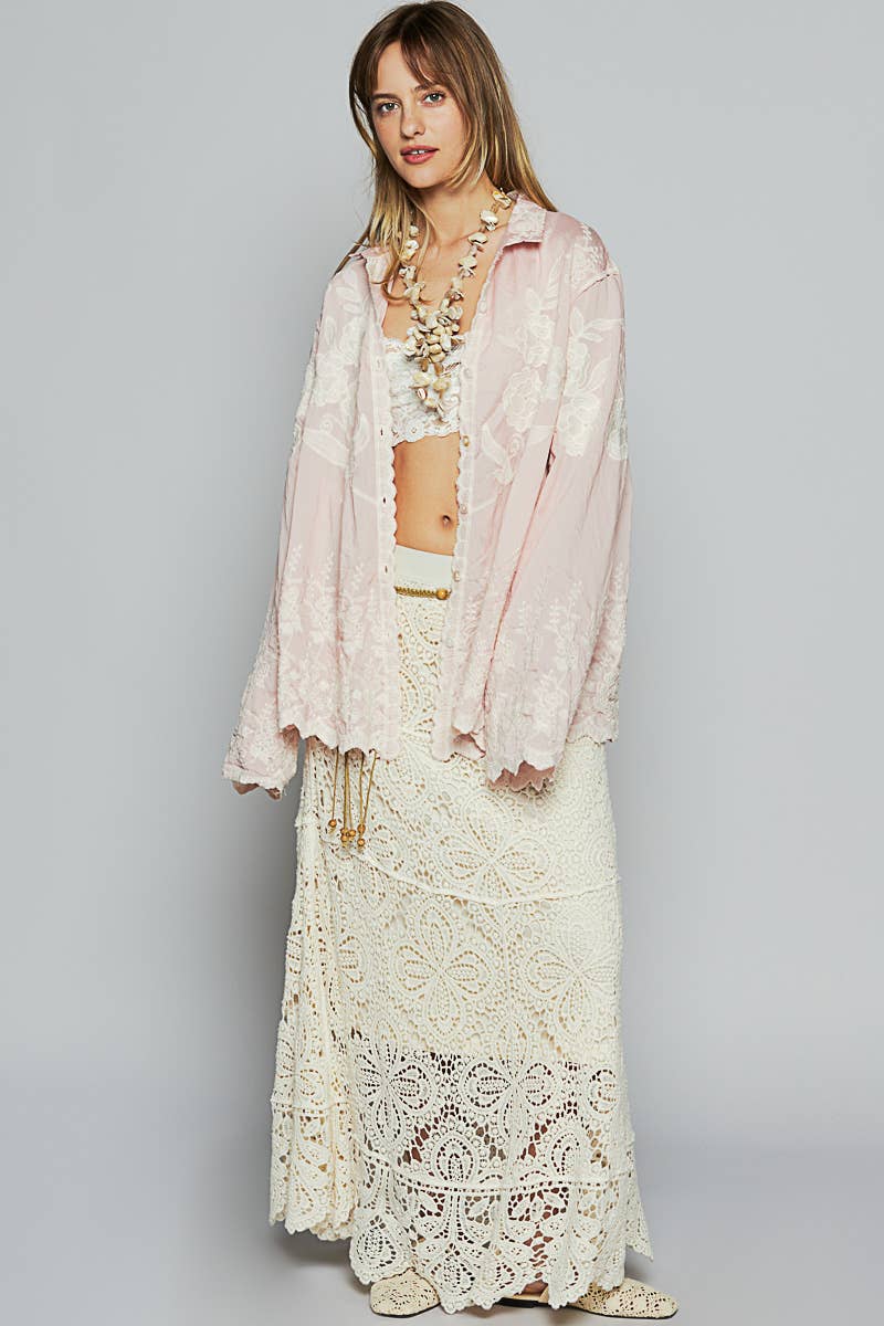 Crochet embroidered shirt