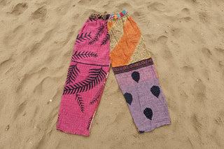 Cotton patch pants on sand