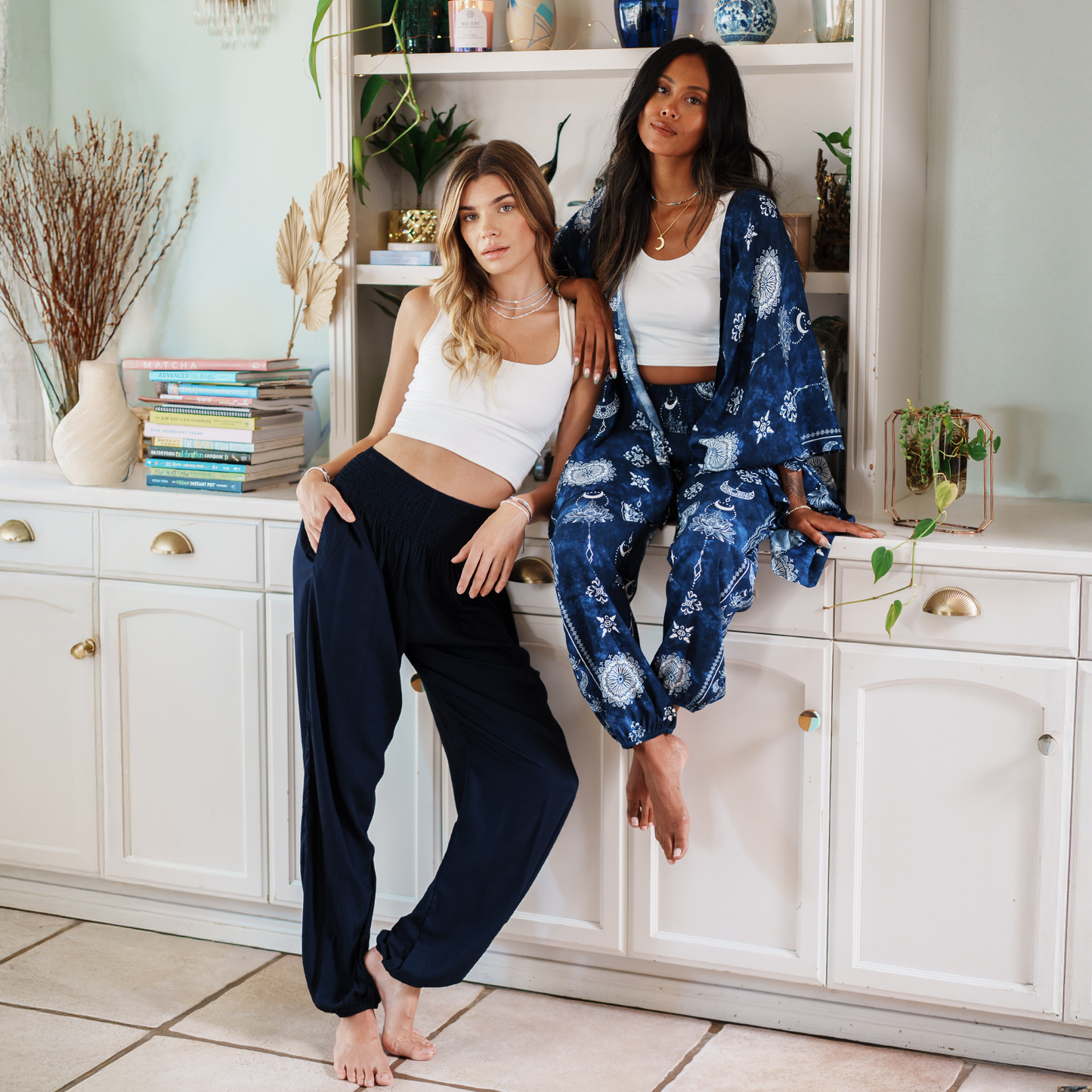 Nova Blue Lotus Moon Harem Pants