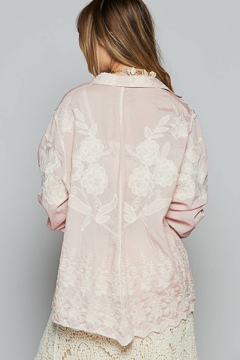Crochet embroidered shirt