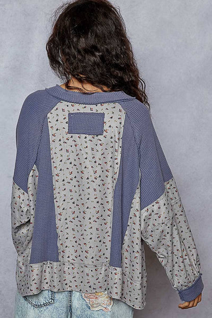 Floral Print Contrast Top