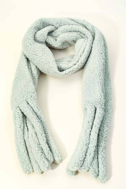 Light blue fleece blanket on a white background