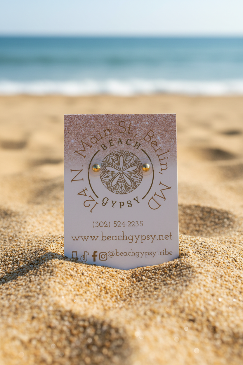Back of an earring card for stud earrings  from Beach Gypsy