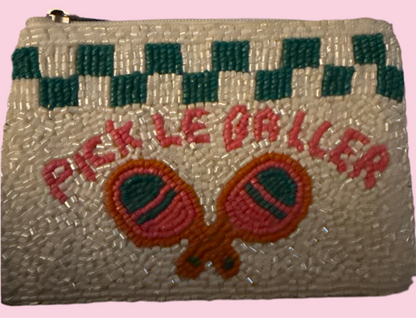 Pickle baller beaded change purse
