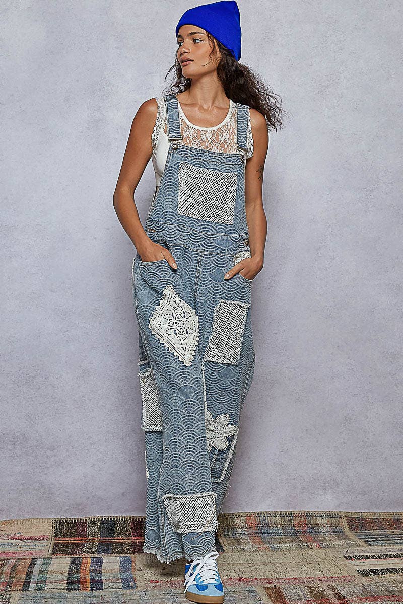 Denim Patch Overalls