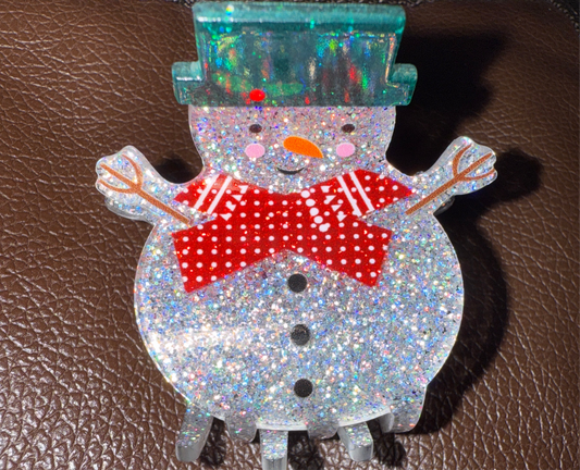 Glitter Snowman Hairclip